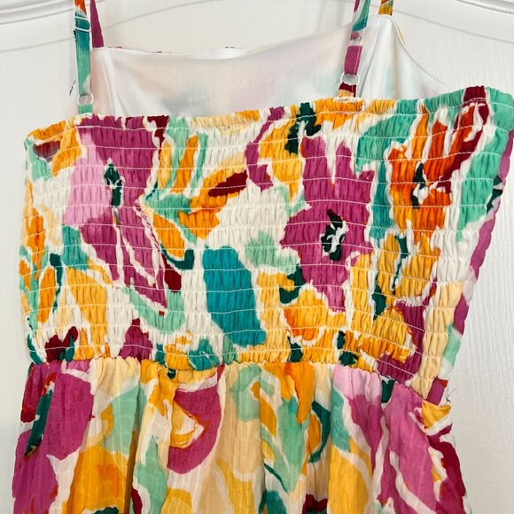 Lily Rose Spaghetti Strap Dress - Multicolor Bright Floral - Juniors Size Medium - Picture 3 of 4